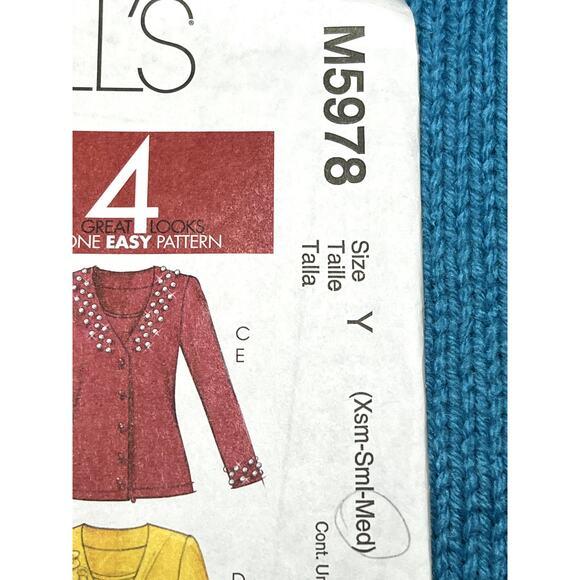 McCalls 5978 Pattern Cardigan top size xs s m - Picture 2 of 5